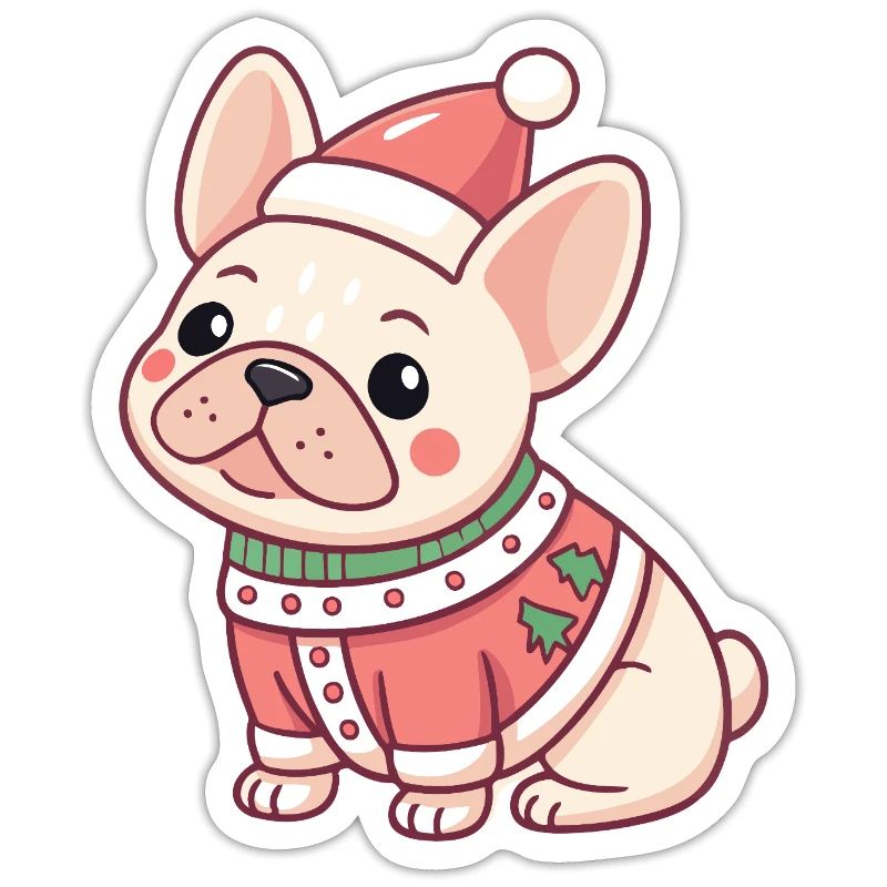 Chiot Noël en pull rouge