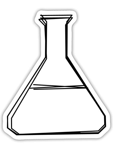 Laborkolben handgezeichnet - Sticker Größe S (10 x 10 cm) - Mattweiß - Vorne