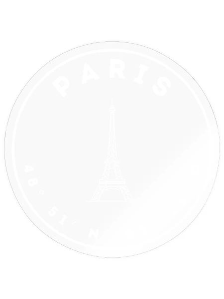 Paris mit Eifelturm und Koordinaten - Sticker Größe S (10 x 10 cm) - Transparent glänzend - Vorne