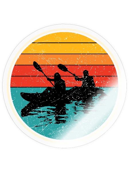 Sunset Kayak Duo Circle - Sticker size S (10 x 10 cm) - transparent glossy - Front