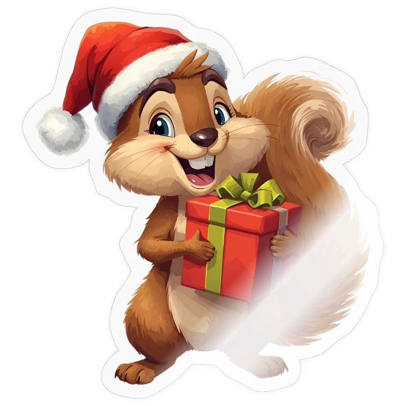 Weihnachts-Eichhörnchen mit Geschenk