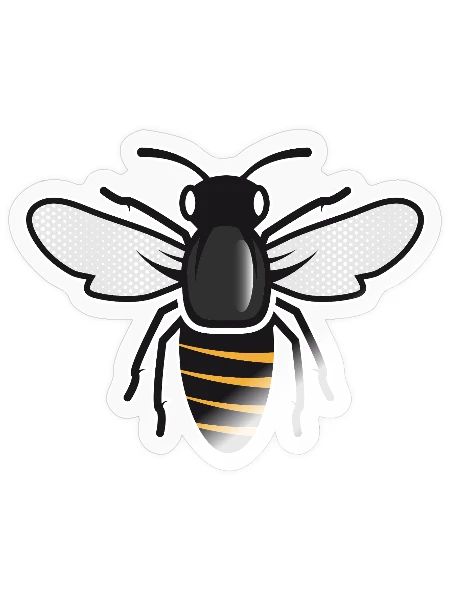 Stilisierte Biene - Insektenmotiv im Patch-Stil - Sticker Größe S (10 x 10 cm) - Transparent glänzend - Vorne