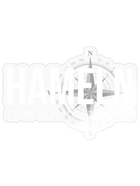Koordinaten Hameln - Sticker Größe S (10 x 10 cm) - Transparent glänzend - Vorne