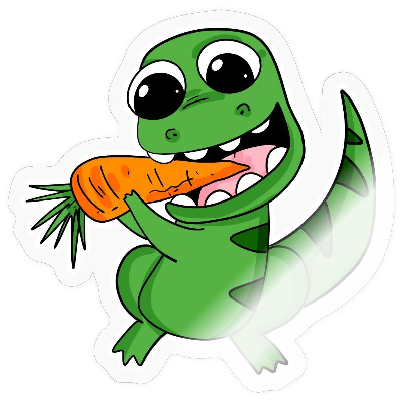 Dino eats carrot