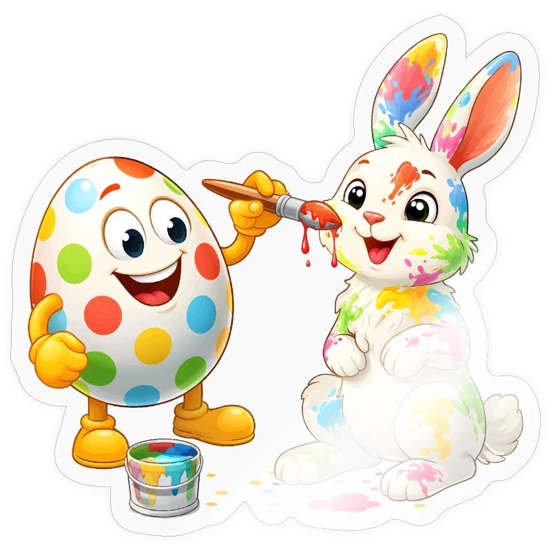 Funny Easter Egg Paints Happy Easter Bunny