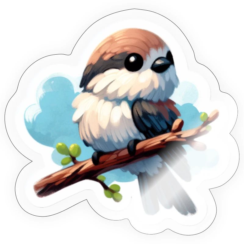 Süßer Vogel auf Ast Sticker