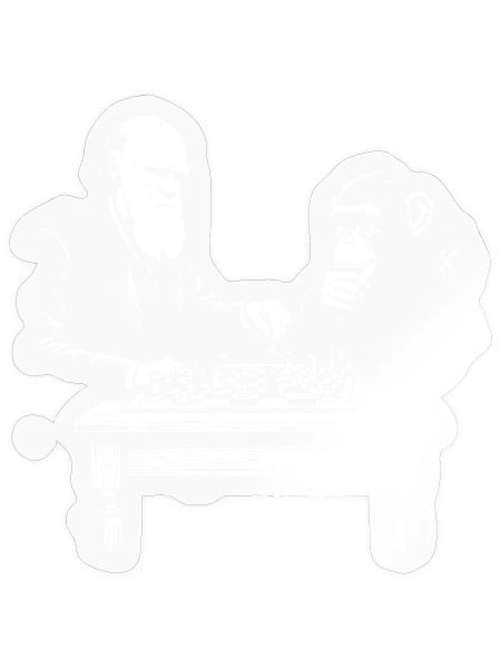 Darwin spielt Schach gegen den Affen - Sticker Größe S (10 x 10 cm) - Transparent glänzend - Vorne