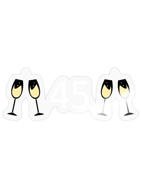 45th Birthday 45th Anniversary 45 Number 45 white - Sticker size S (10 x 10 cm) - transparent glossy - Front