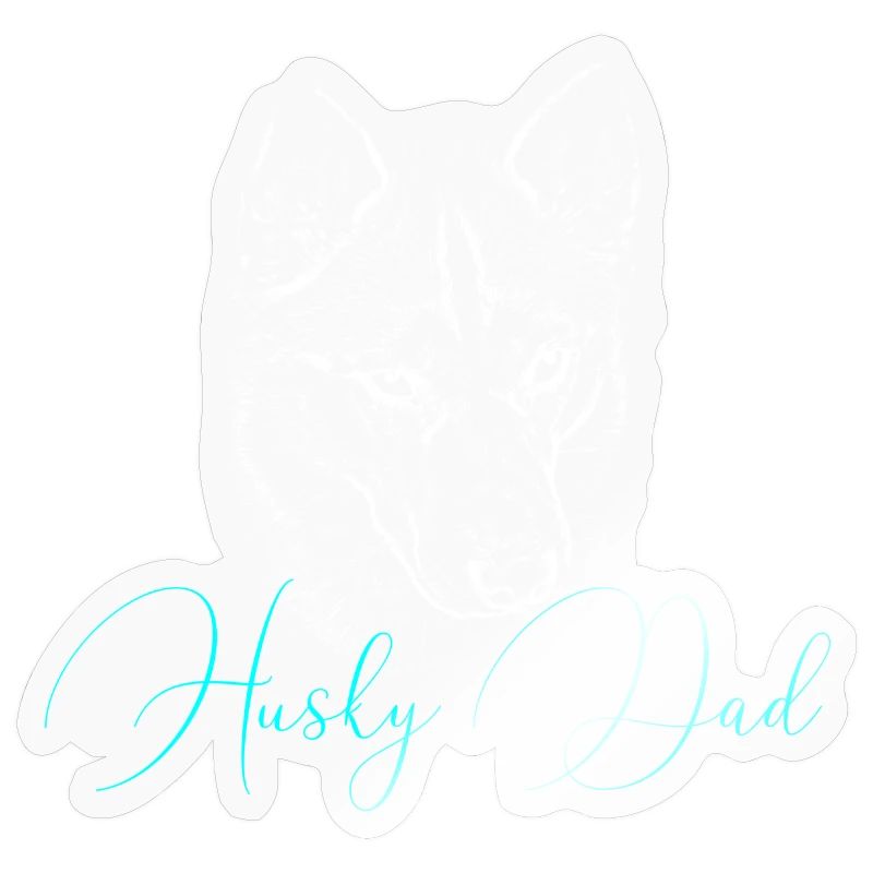 Husky Dad Silhouette Neon Script