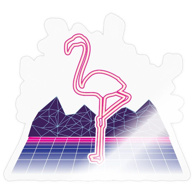 80s Synthwave Neon Flamingo Retro