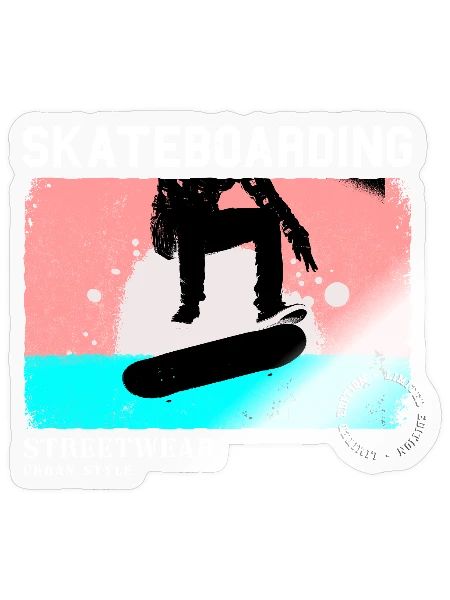 Skateboarding Skate Skater Skateboard Sk8 Vintage - Sticker Größe S (10 x 10 cm) - Transparent glänzend - Vorne