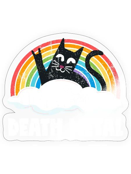 Death Metal, Heavy Metal, Cat Rainbow Rock - Sticker Größe S (10 x 10 cm) - Transparent glänzend - Vorne