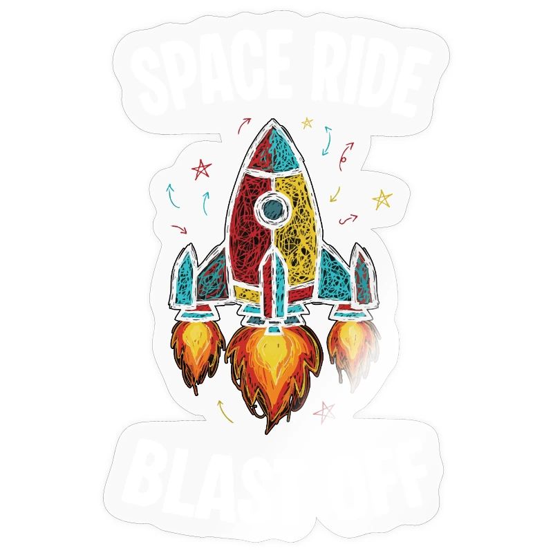 Space Rocket Retro Scribble Blast Off