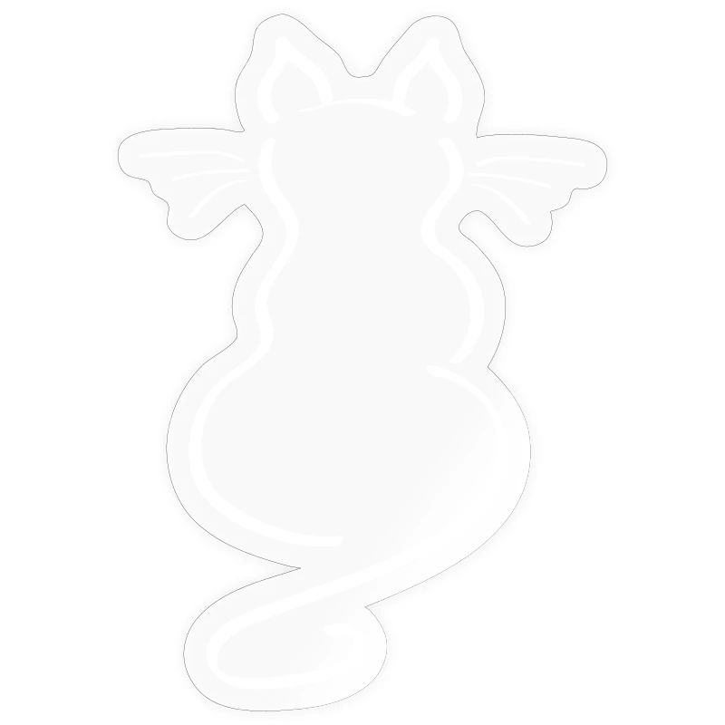 Cat Minimalist Line Back Plain Thick