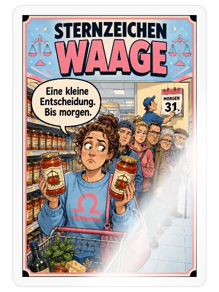 Sternzeichen Waage -  Humor für Unentschlossene - Sticker Größe S (10 x 10 cm) - Transparent glänzend - Vorne