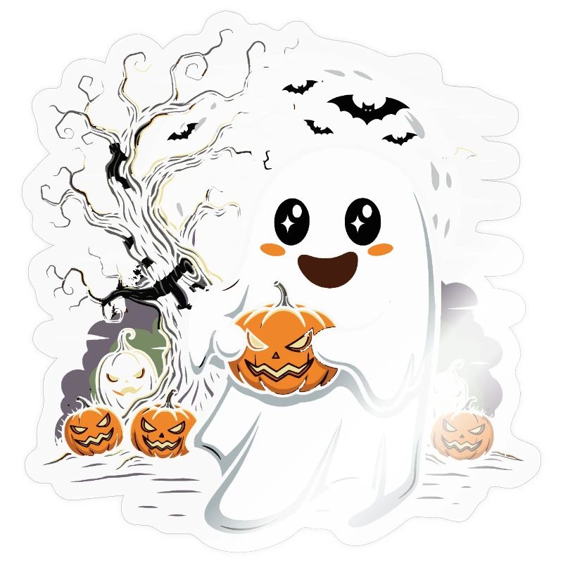 Cute Ghost with Jack-O-Lantern