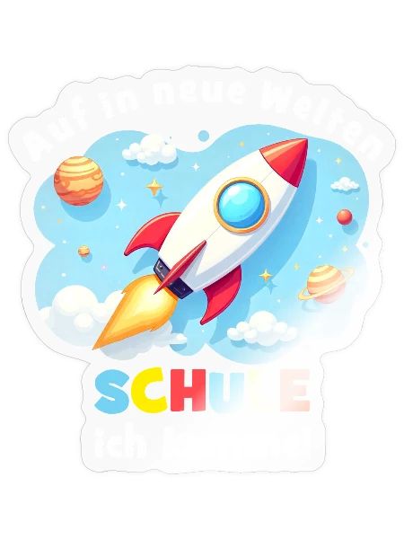Rakete ins neue Schuljahr - Sticker Größe S (10 x 10 cm) - Transparent glänzend - Vorne