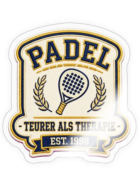Padel Shirt Teurer Als Therapie | Padel Geschenk - Sticker Größe S (10 x 10 cm) - Transparent glänzend - Vorne