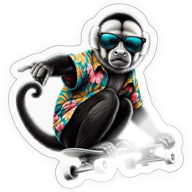 A cool monkey on a skateboard