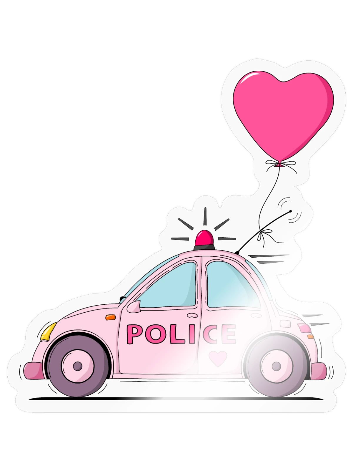 Police Herz Rosa - Sticker Größe S (10 x 10 cm) - Transparent glänzend - Vorne