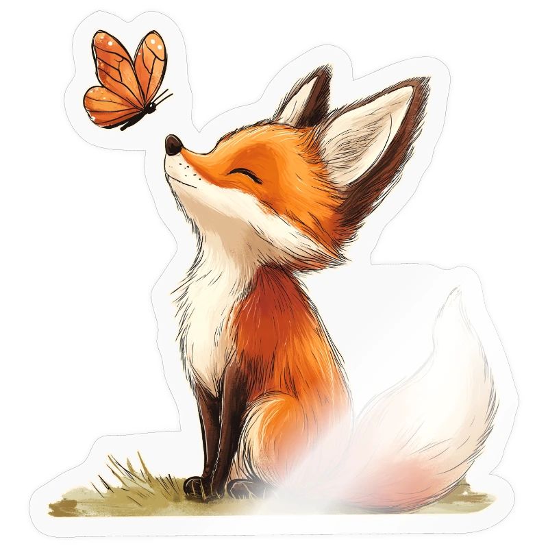 Fuchs mit Schmetterling