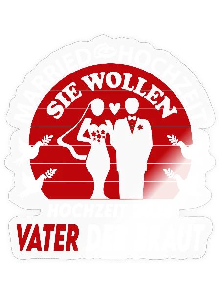 Hochzeit Married 2026 Vater der Braut Ringe - Sticker Größe S (10 x 10 cm) - Transparent glänzend - Vorne