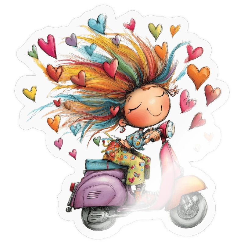 Rollerliebe - Mädchen auf Roller – bunter Sommer