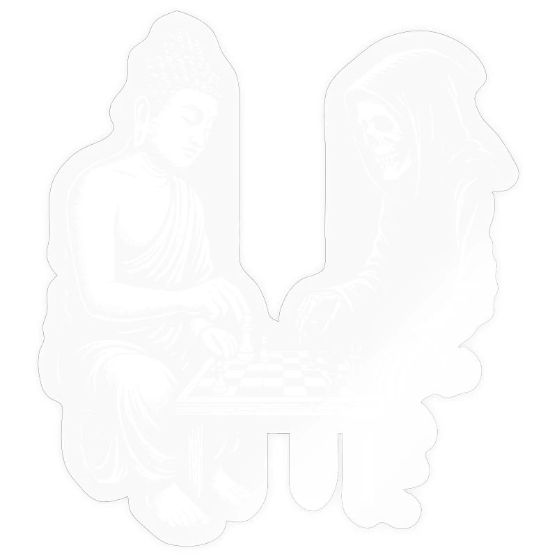 Buddha is playing Chess Duel with skeleton