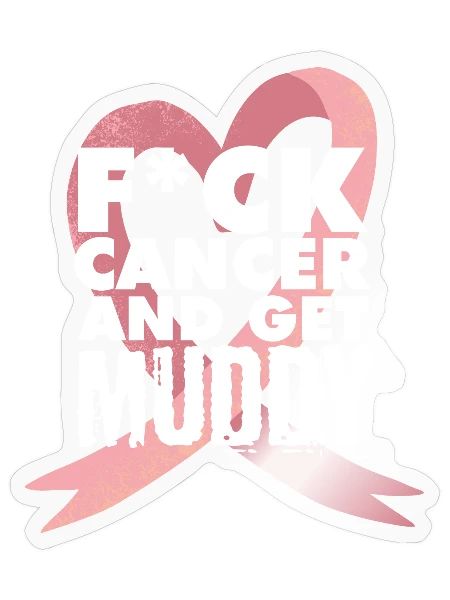 F*ck cancer Chemise de course boueuse - Sticker taille S (10 x 10 cm) - brillant transparent - Devant