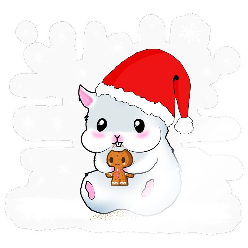 A Sweet Hamster Eats A Cookie While It Snows