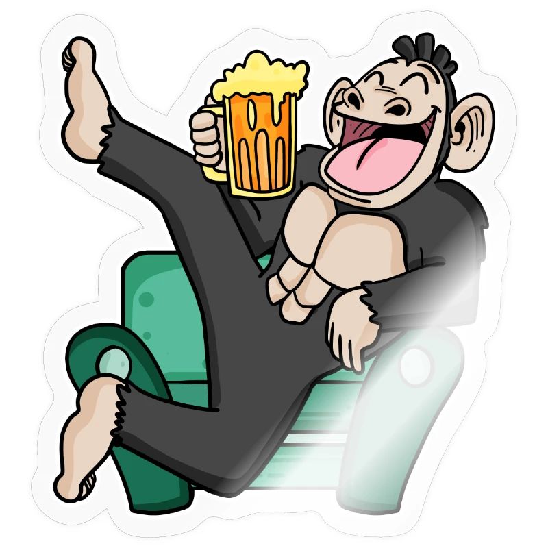 Funny monkey drinks beer
