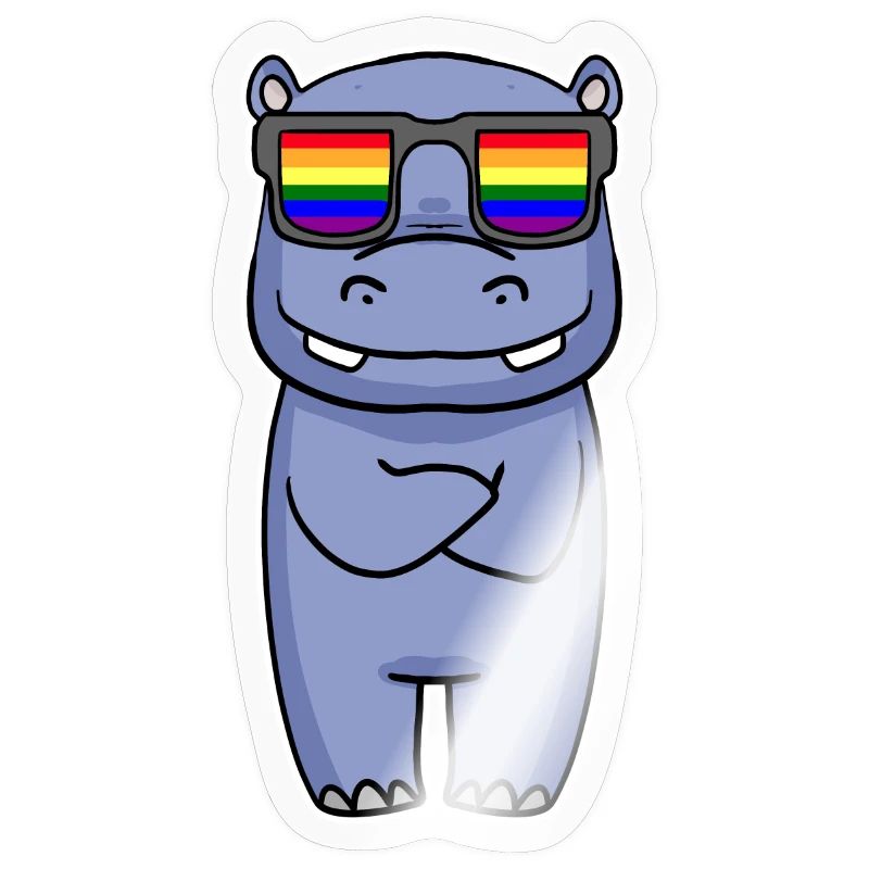 Regenbogen - Nilpferd mit Brille