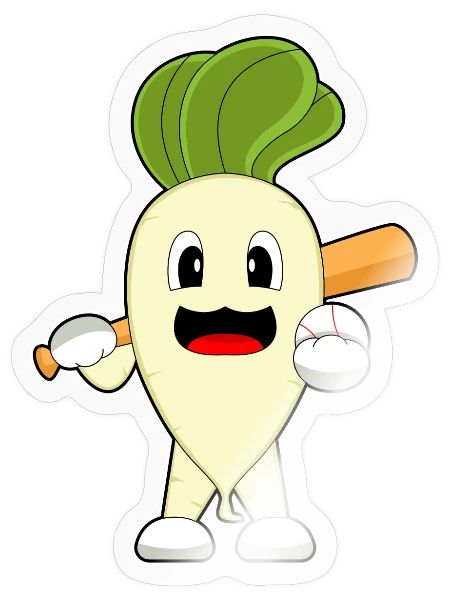 Radieschen Baseball Baseballschläger - Sticker Größe S (10 x 10 cm) - Transparent glänzend - Vorne