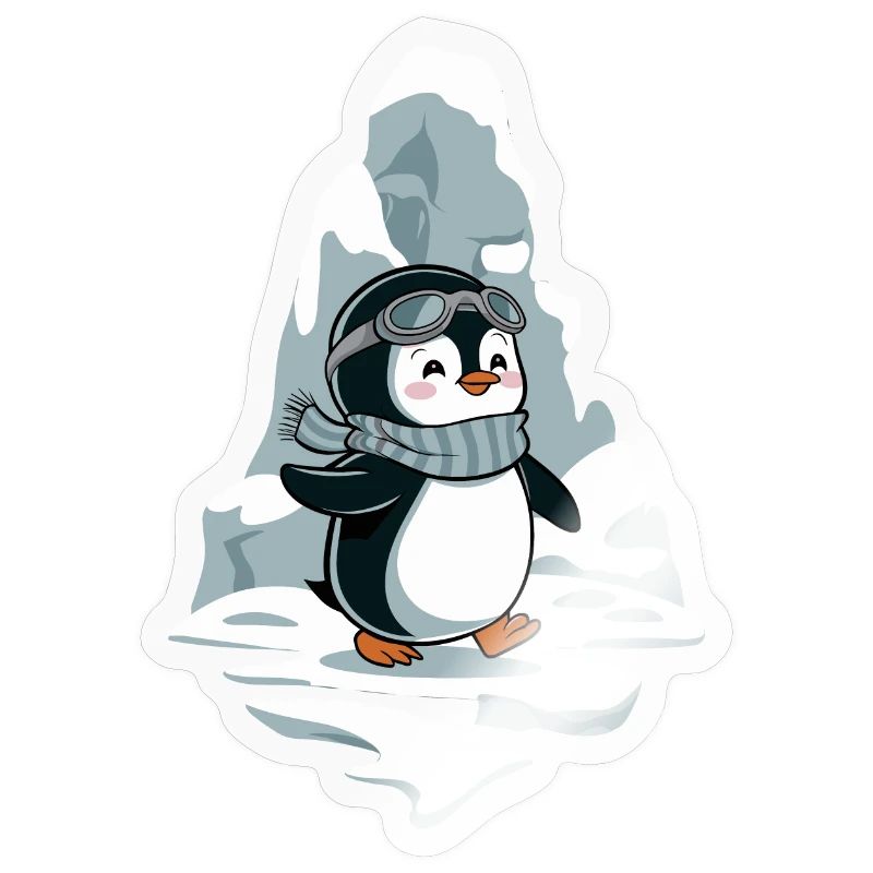 Pingouin joyeux avec écharpe et lunettes devant