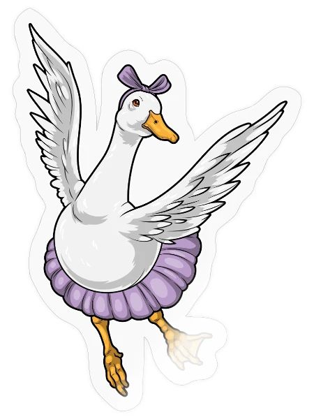 Canard Ballerine Ballet Danse - Sticker taille S (10 x 10 cm) - brillant transparent - Devant