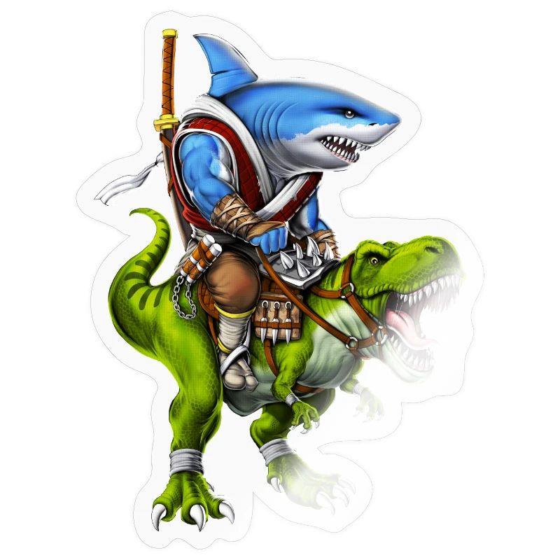 Shark Samurai Riding T-Rex Dinosaur