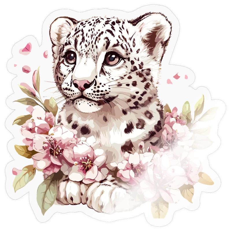Petit léopard avec couronne de fleurs