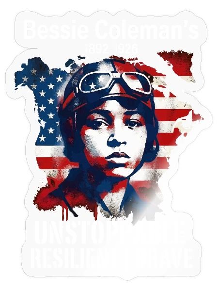 Bessie Coleman Courageous aviation pioneer - Sticker size S (10 x 10 cm) - transparent glossy - Front