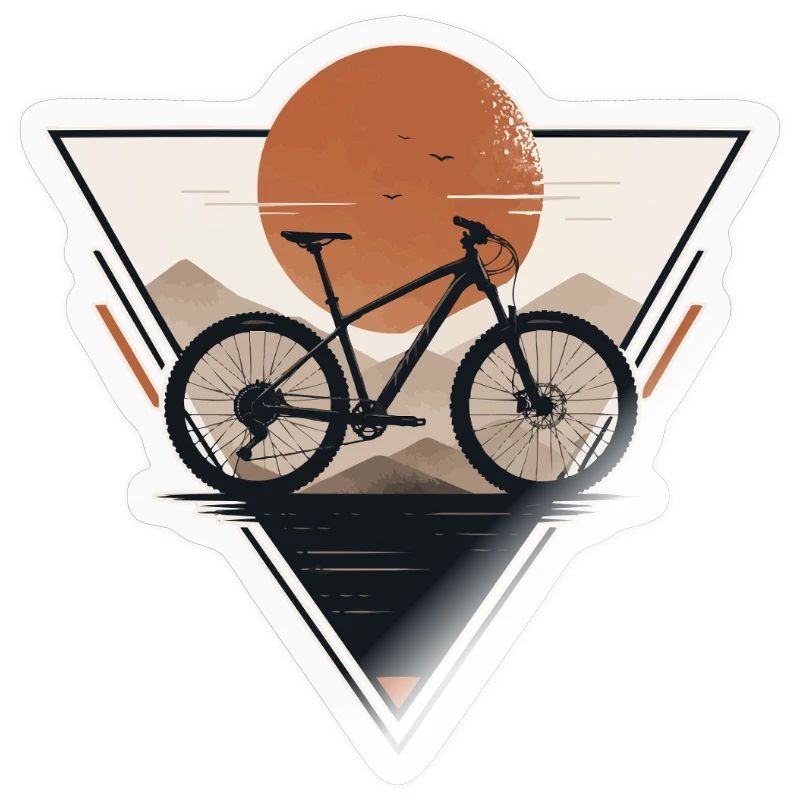Sunset with bicycle in triangle print