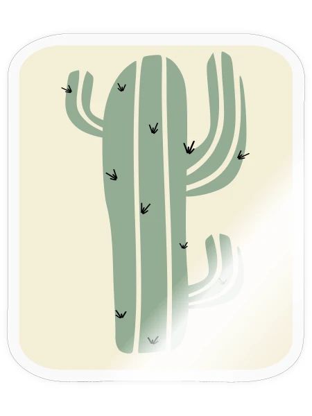 Minimalistische Kaktus Pflanze - Sticker Größe S (10 x 10 cm) - Transparent glänzend - Vorne