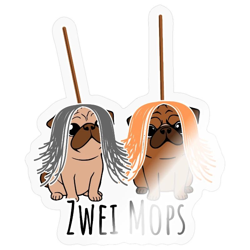 Zwei Mops - Hunde oder Putzgeräte? Hunde Humor?