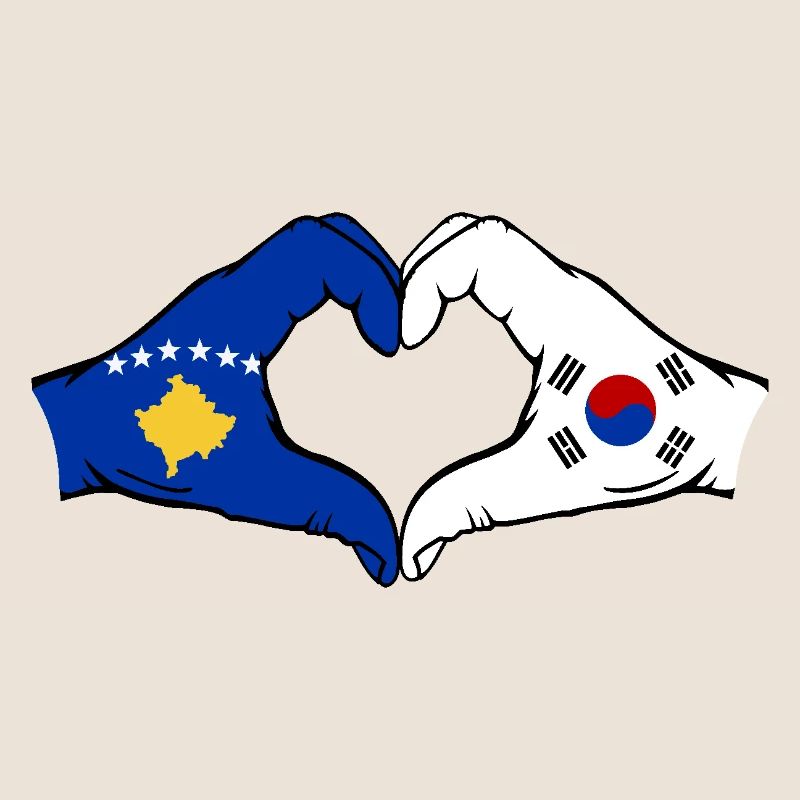 Kosovo Corée du Sud Drapeau Mains Coeur Forme