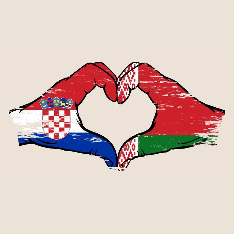 Croatie Biélorussie drapeau mains forme de coeur utilisé