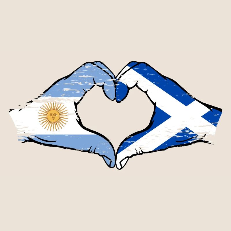Argentine Ecosse drapeau mains forme de coeur utilisé