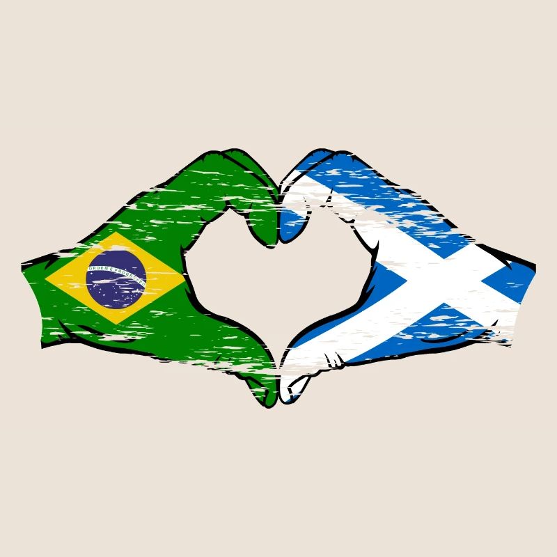 Brésil Ecosse drapeau mains forme de coeur utilisé
