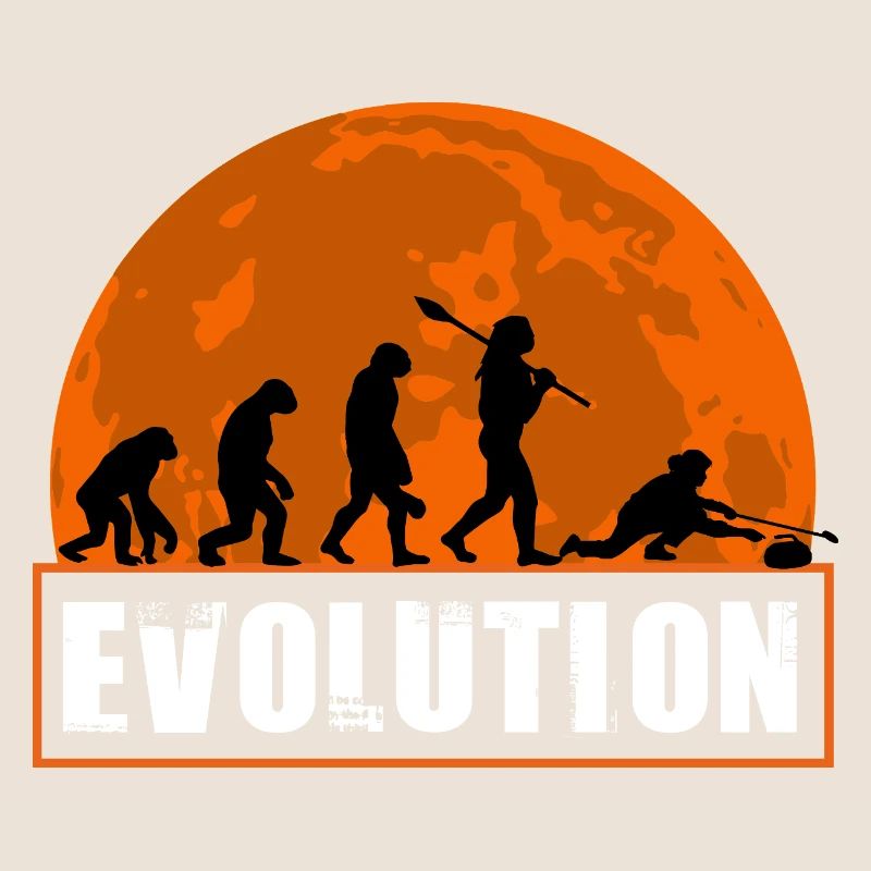 Curling Evolution Silhouette Wintersport Humor