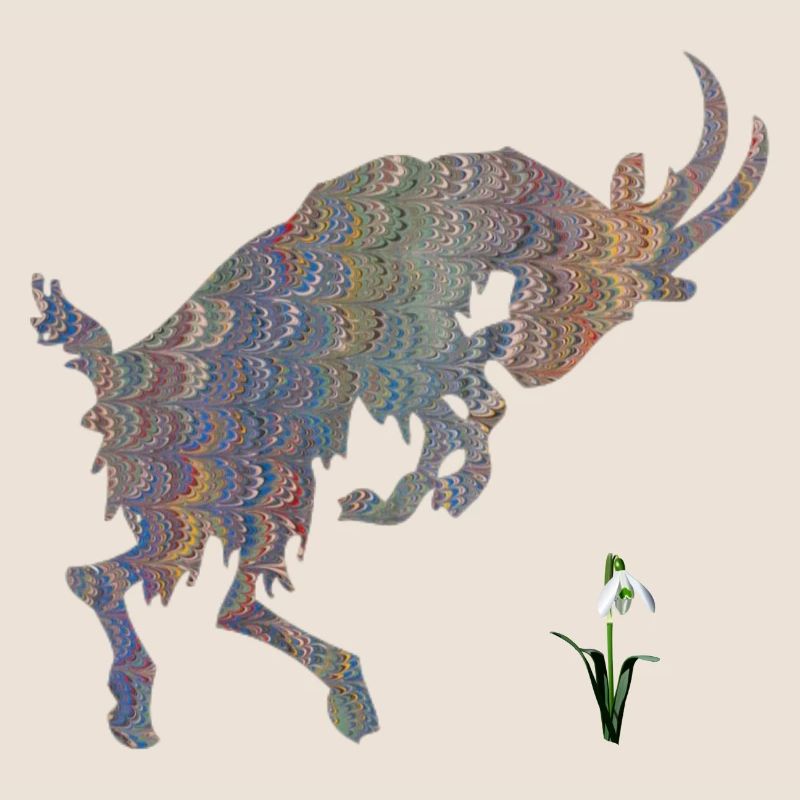 ziege mit schneeglöckchen e 49