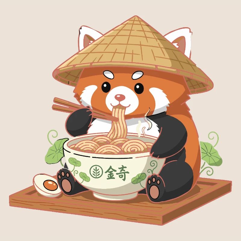 Panda Ramen mit Strohhut
