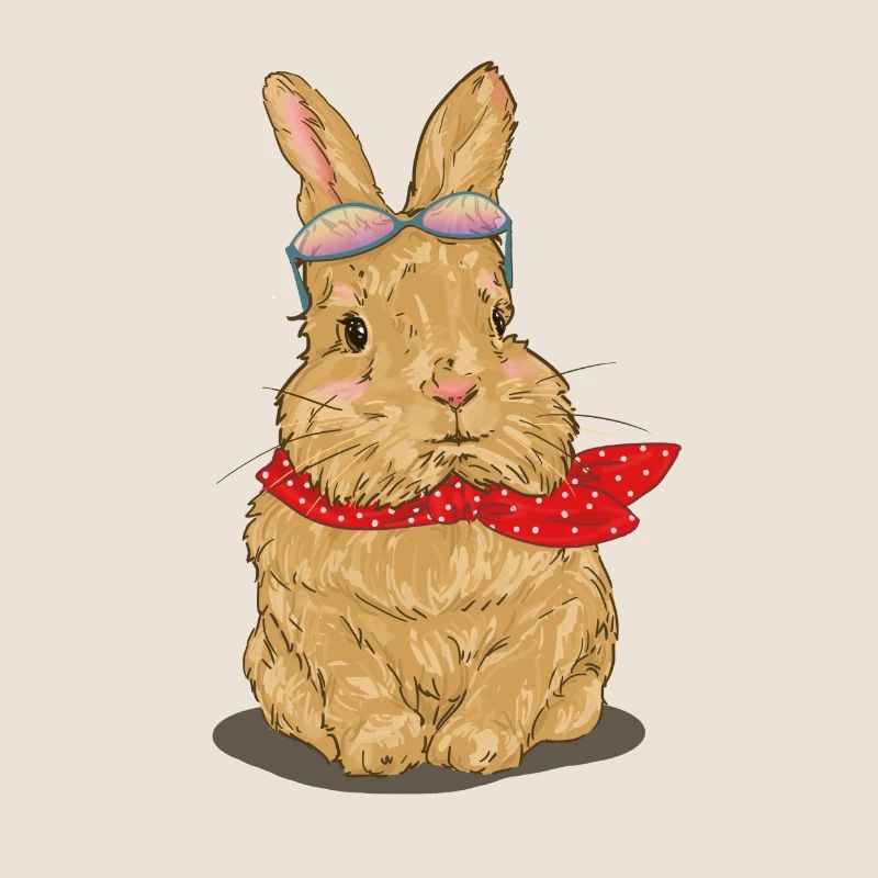 Lapin doux avec écharpe