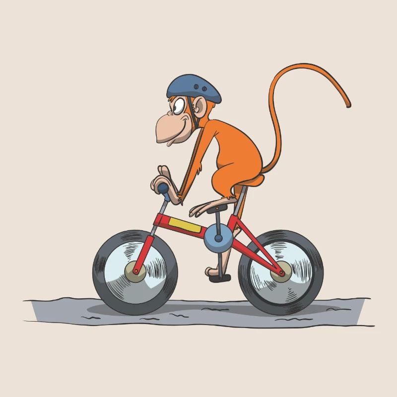 Bicycle cyclist monkey with helmet gift idea